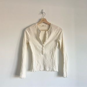 Reformation Jeans Lettuce Trim Henley Long Sleeve